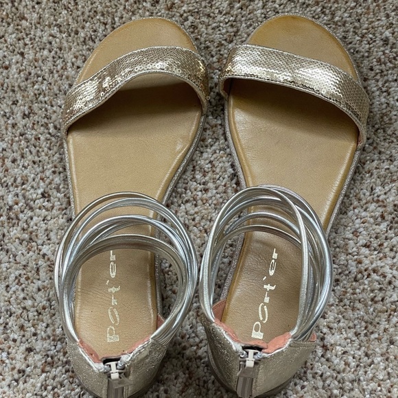 Port’er Statement Sequined Embellished Ankle Strap Gold Gladiator Sandal… - Picture 9 of 10